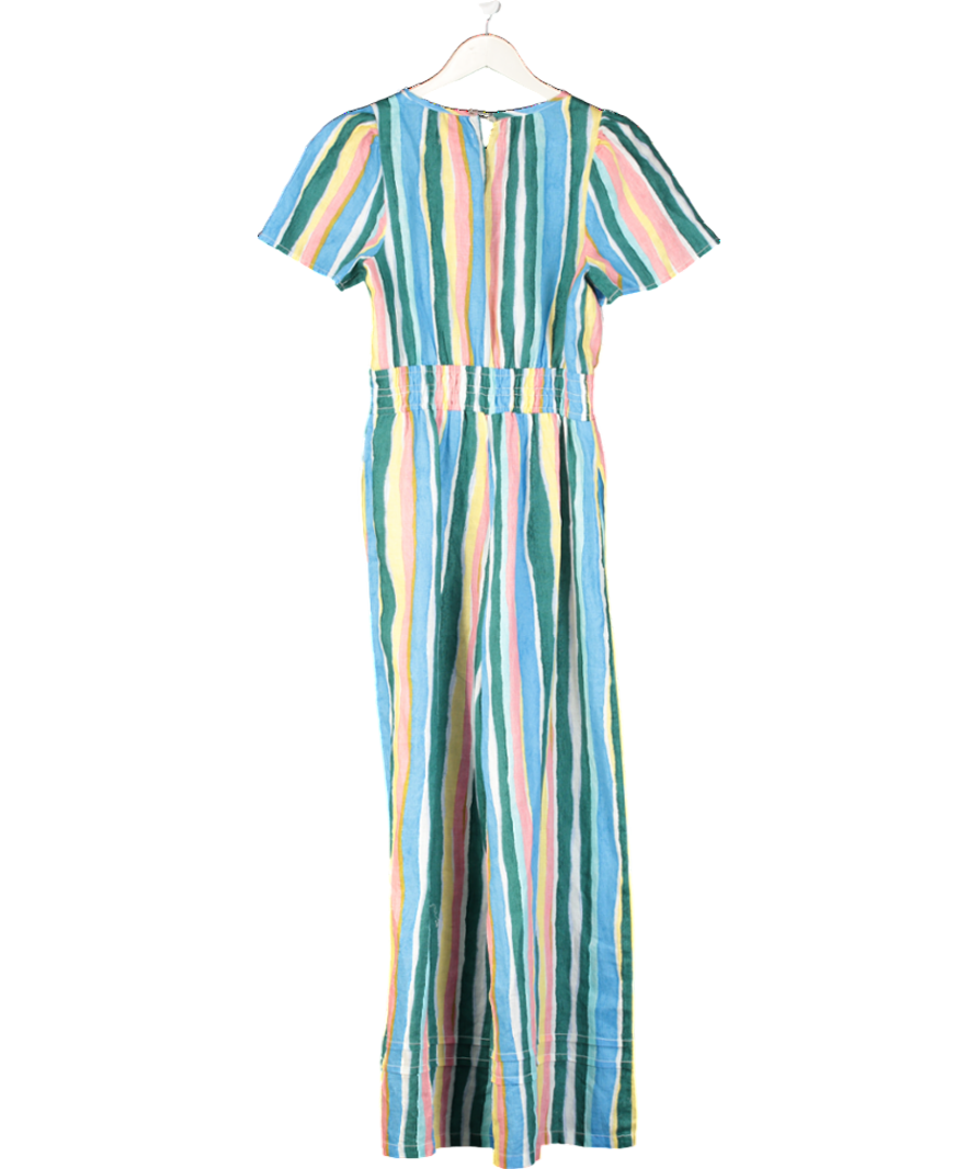 Anthropologie Blue Striped Linen Jumpsuit UK S