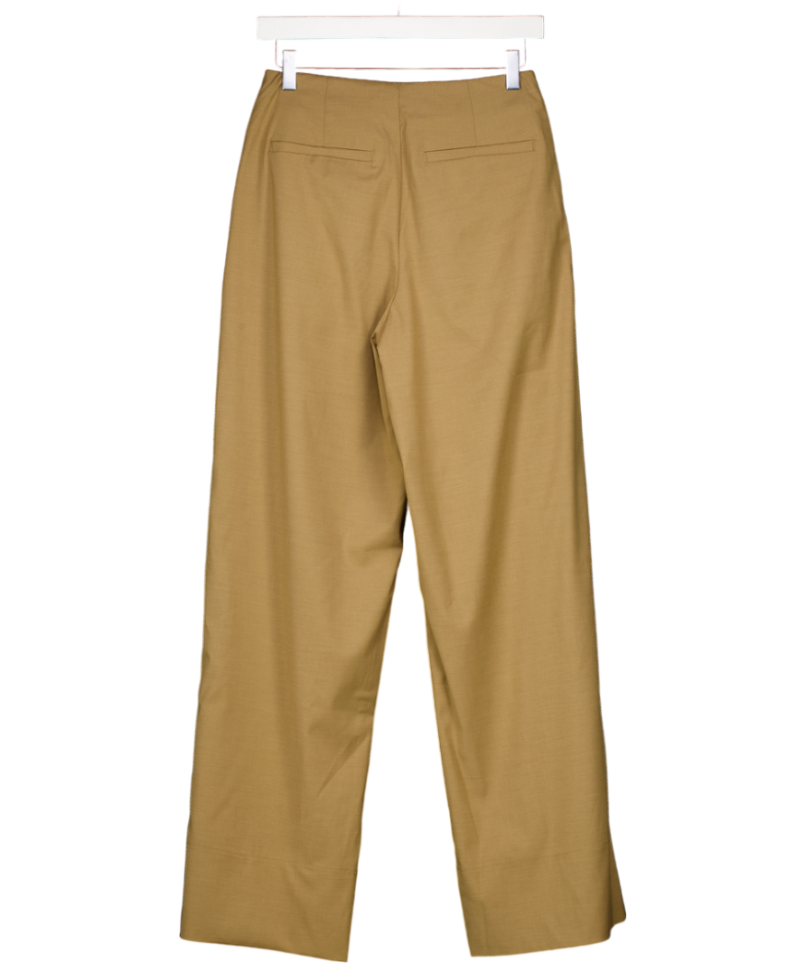 ASOS Beige Tailored Wide Leg Trousers With Fold Over Waistband Detail In Camel UK 8