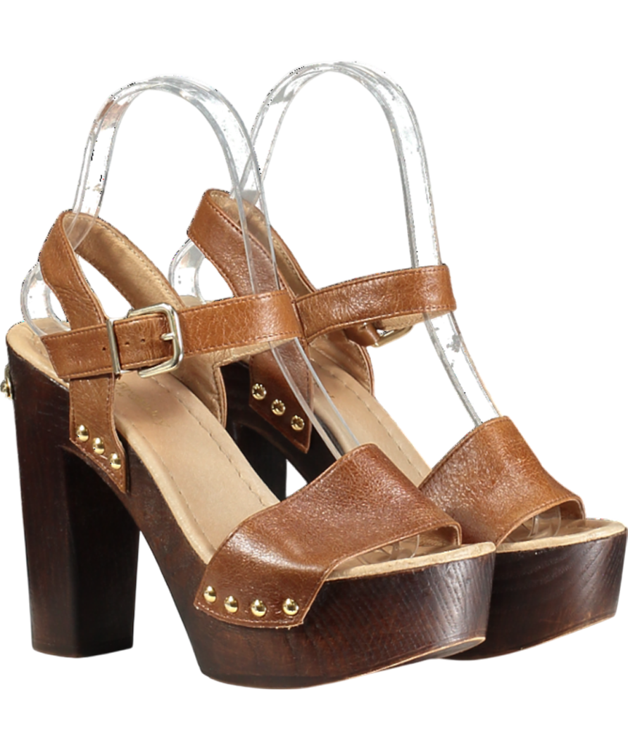 Russell & Bromley Brown Chunky Platform Leather Heeled Sandals UK 3 EU 36 👠