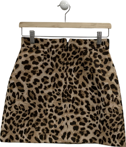 River Island Brown Leopard Print Structured Mini Skirt UK 6