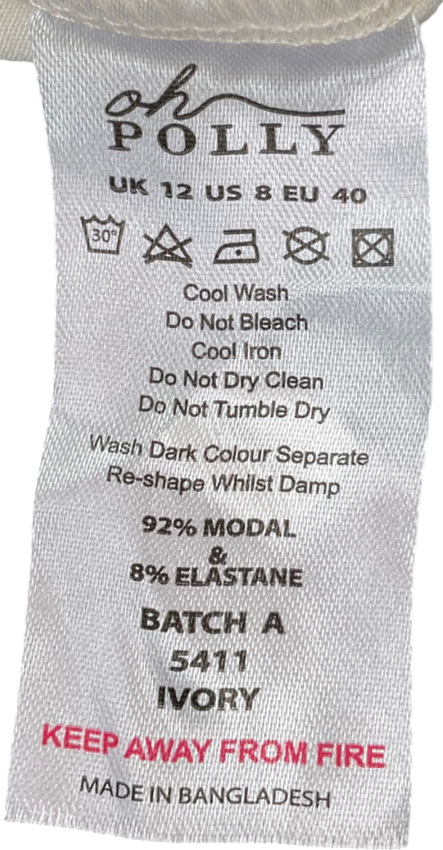 Oh Polly Cream Margot Halter Neck Backless Mini Dress In White UK 12