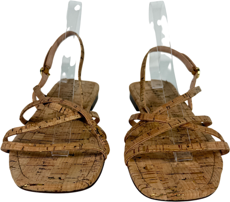 TALBOTS Brown Liana Strappy Cork Flats UK 7.5 EU 40.5