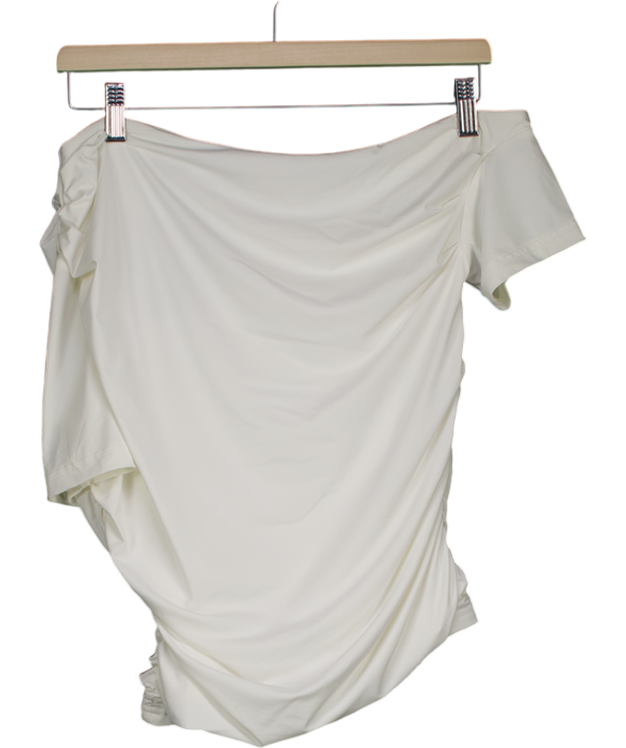 White Fox White Ruched Asymmetric T-shirt UK XL