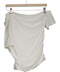 White Fox White Ruched Asymmetric T-shirt UK XL