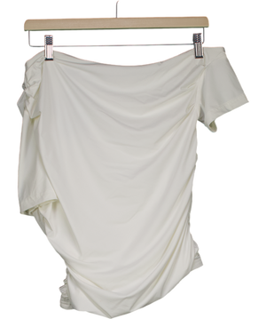 White Fox White Ruched Asymmetric T-shirt UK XL