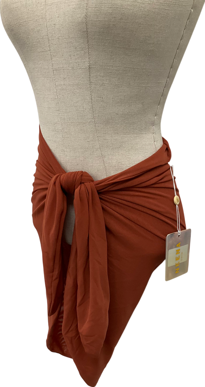 NEENA SWIM Side Tie Sarong In Sunset Orange UK S/M