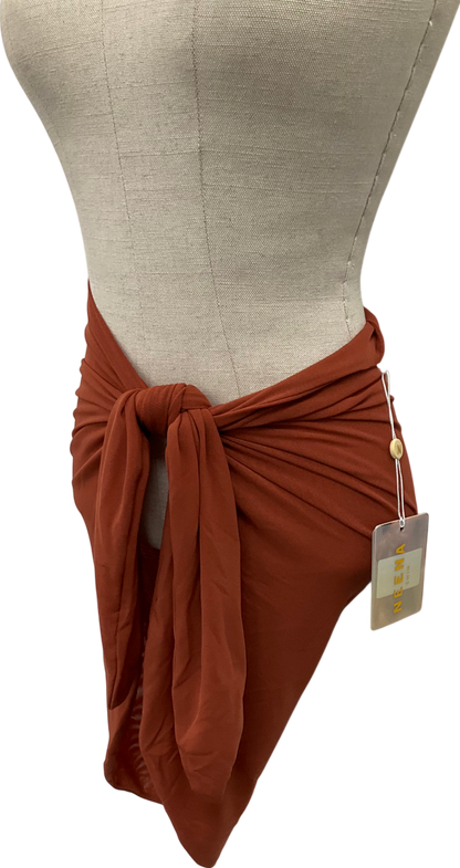 NEENA SWIM Side Tie Sarong In Sunset Orange UK S/M