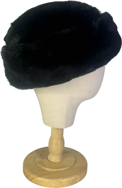 Alberta Ferretti Black Faux-fur Hat UK M