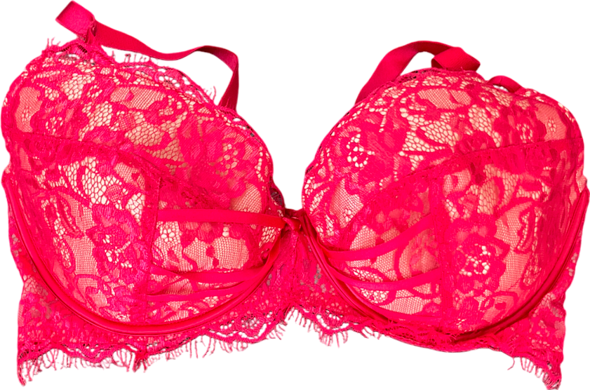 ASOS Red Scarlet Padded Plunge Strappy Underwire Bra With Lace Overlay UK 36F