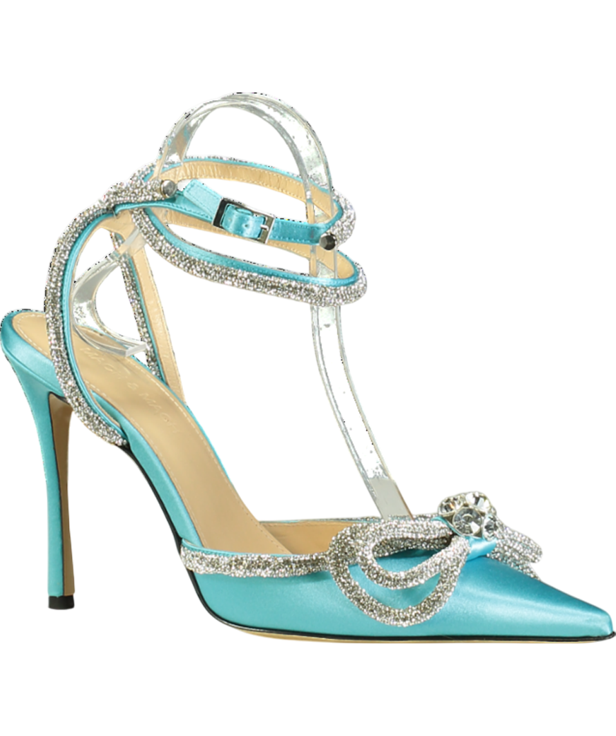 Mach & Mach Blue Crystal-embellished Low-heel Pumps UK 5 EU 38 👠