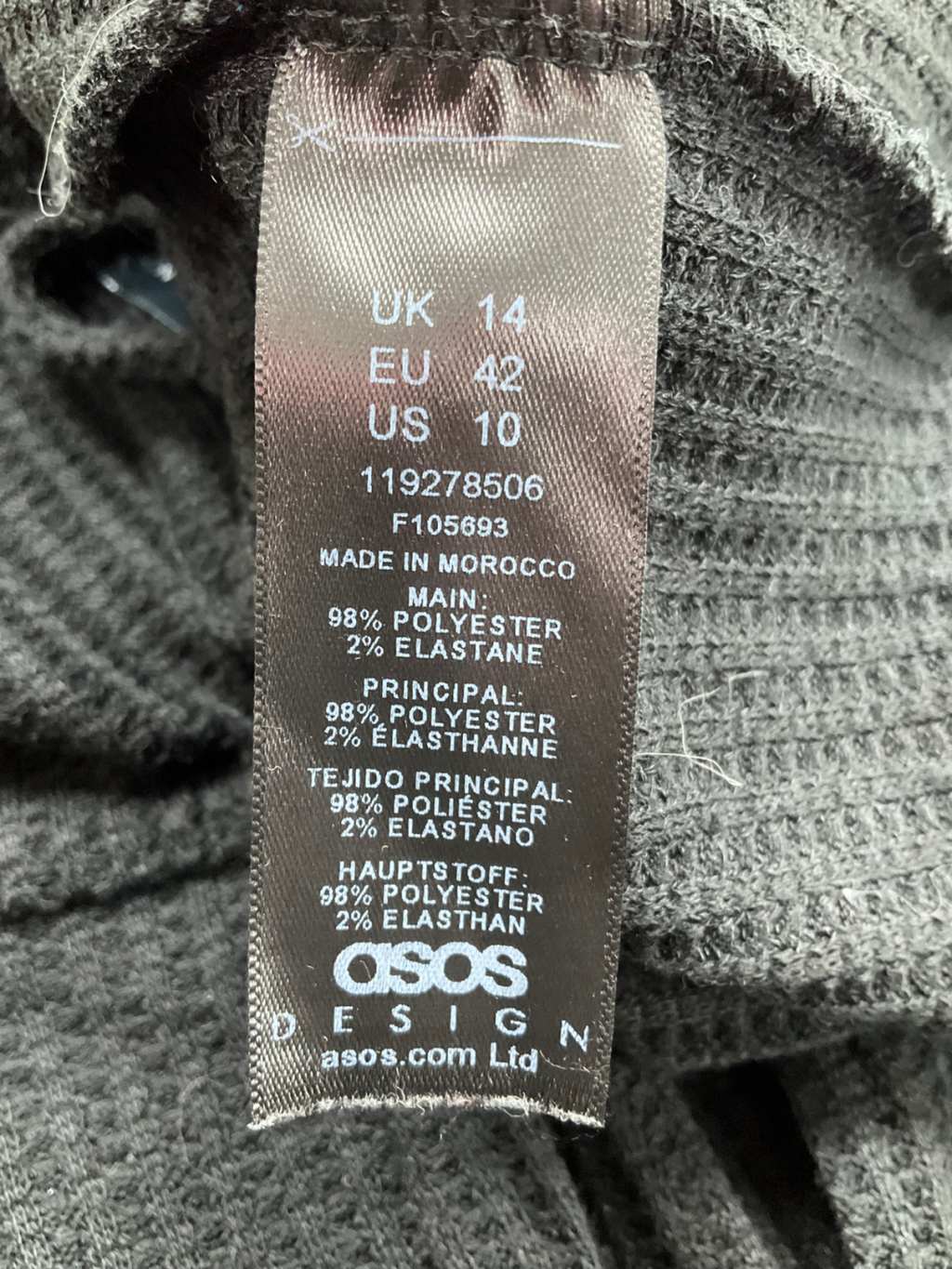 ASOS Black Sleeveless Openback Mini Dress UK 14