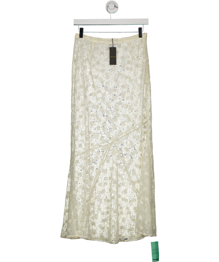 Warehouse Cream Petite Sheer Lace Fishtail Maxi Skirt UK 8