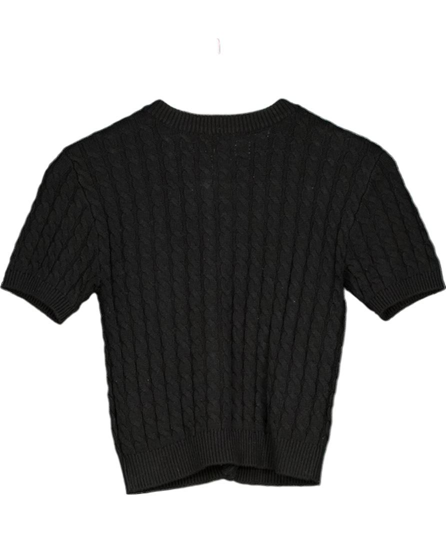 H&M Black Cable-knit Cardigan With Gold Button UK XS