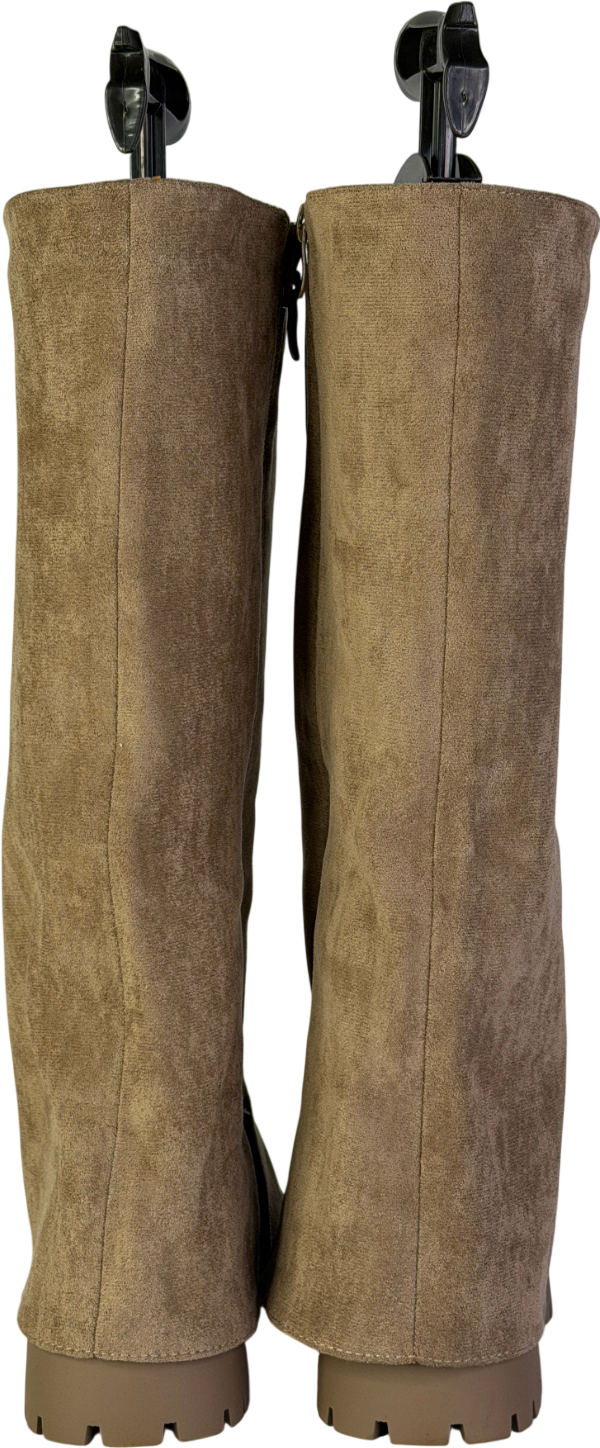 Cink Me Brown Suede Fold Over Effect Boots UK 4 EU 37 👠