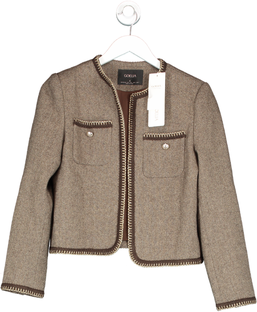 Goelia Retro Brown Washable Woolen Jacket UK S