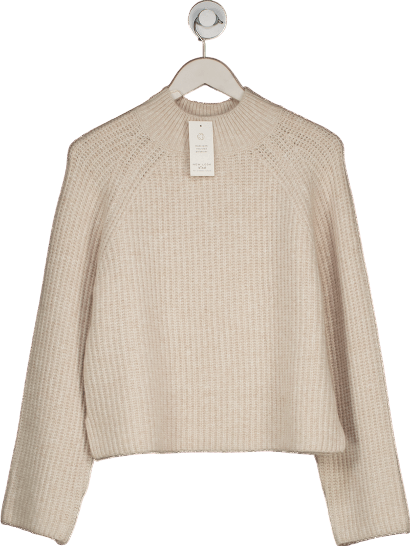 NEW LOOK  Ivory Knitted Turtleneck Soft Knit Jumper With Side Splits UK M