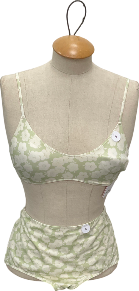 monkl Green Floral Bikini Set UK S