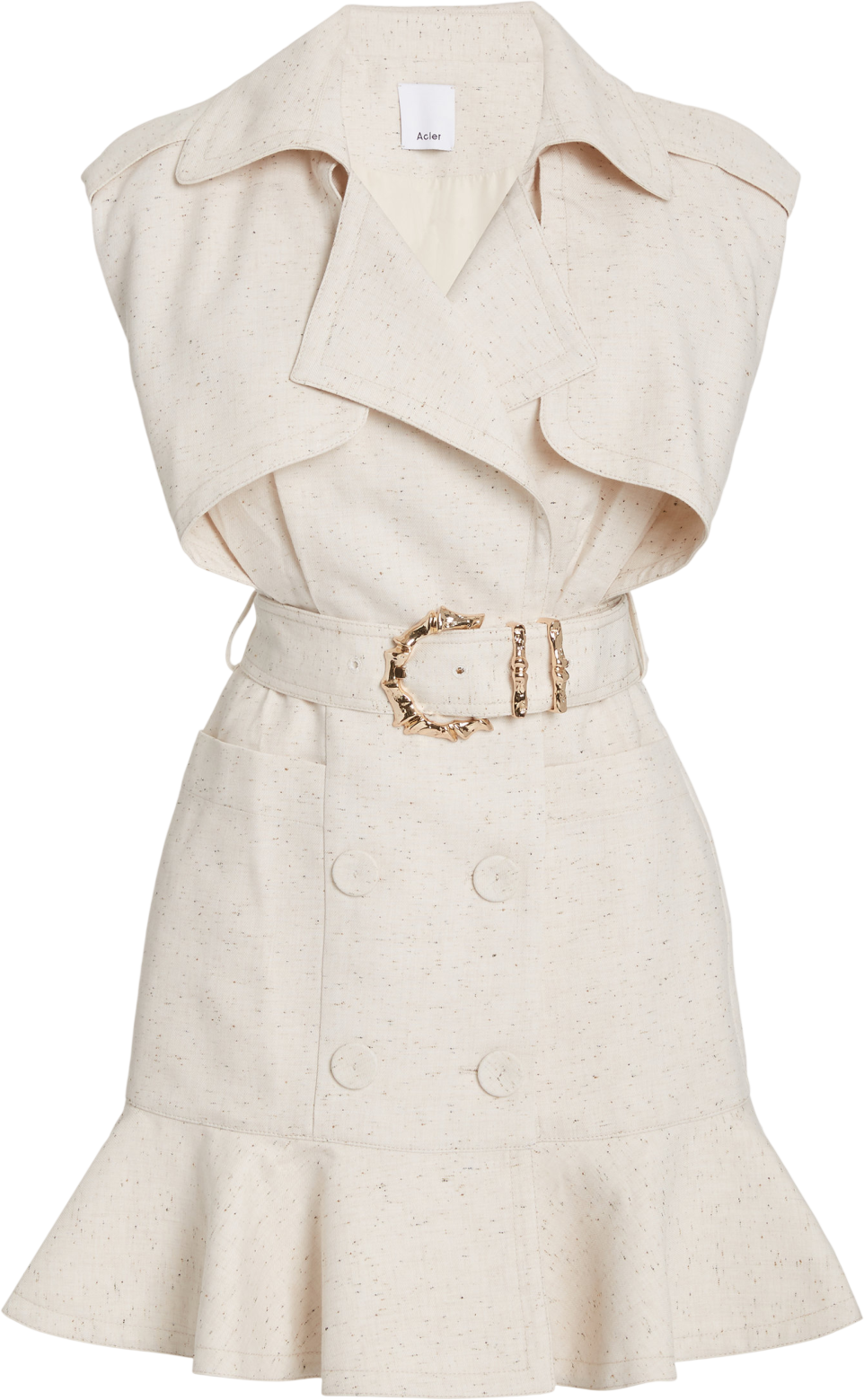 ACLER Beige Hanbury Belted Cotton-blend Belted Mini Trench Dress UK 12