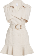 ACLER Beige Hanbury Belted Cotton-blend Belted Mini Trench Dress UK 12