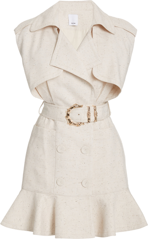 ACLER Beige Hanbury Belted Cotton-blend Belted Mini Trench Dress UK 12