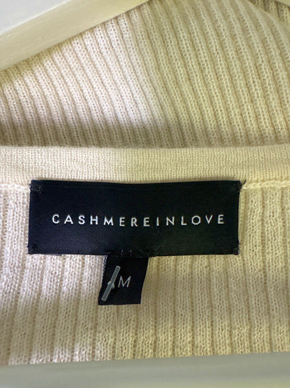 Cashmere In Love Cream Ribbed Knit Top UK M