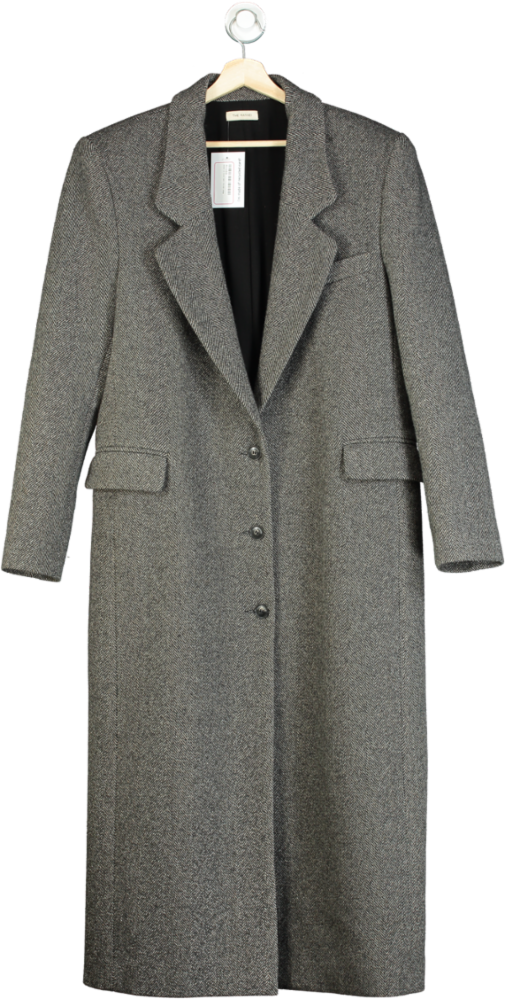 The Mannei Greenock Herringbone Wool-blend Coat In Grey UK 10