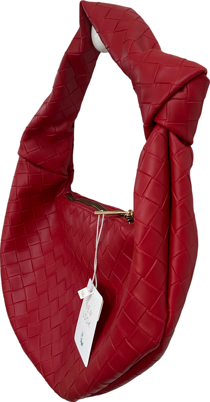 New Look Red Woven Leather Look Mini Top Handle Bag