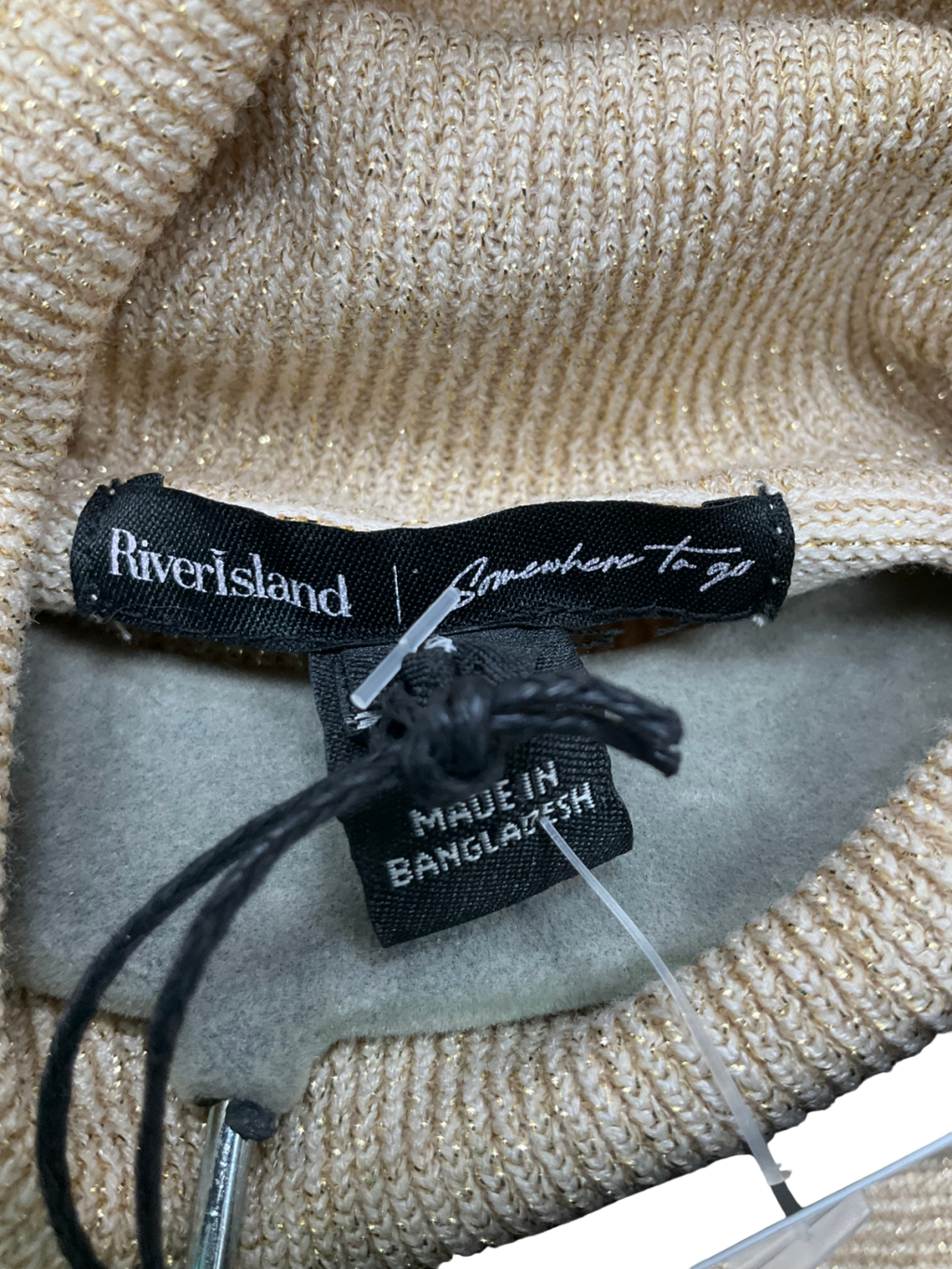 River Island Metallic Glitter Roll Neck Jumper UK 8