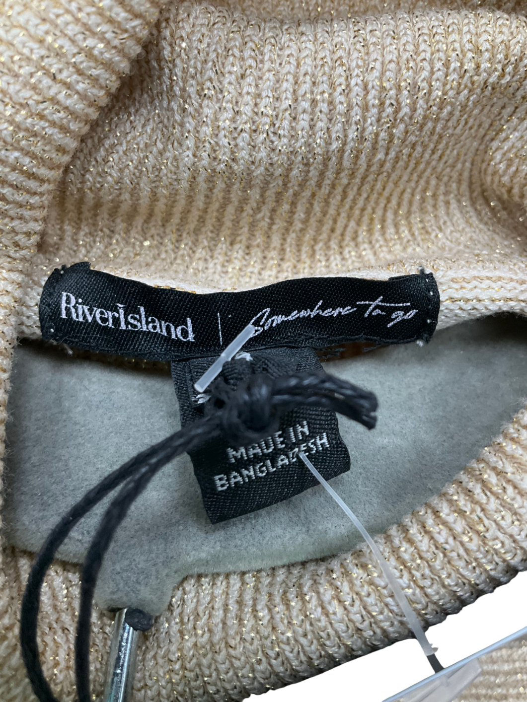 River Island Metallic Glitter Roll Neck Jumper UK 8