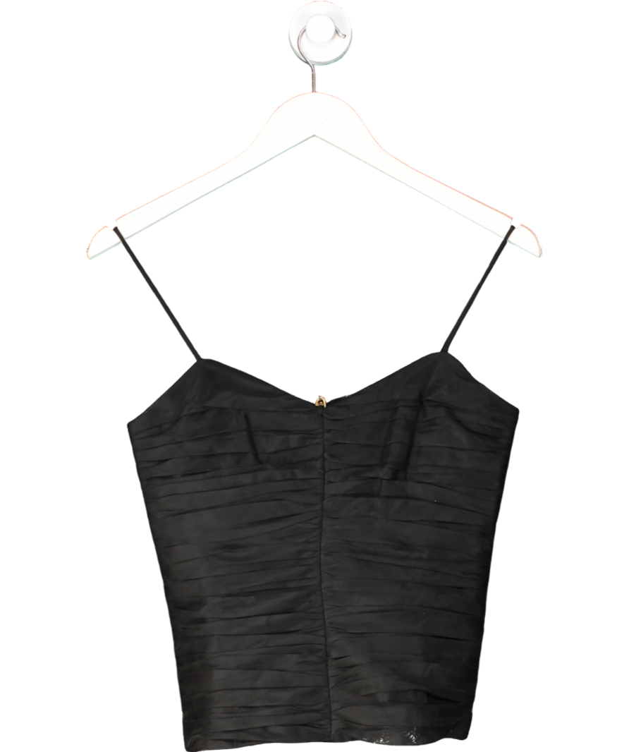 Aje Black Gia Ruched Crepe Top UK 8