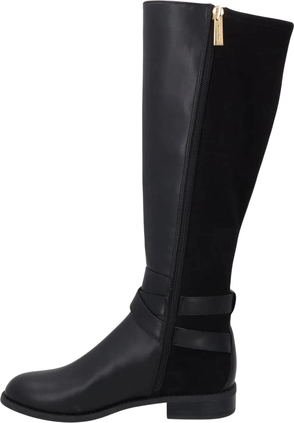 MICHAEL KORS Black / Gold Logo Hardware Knee High Riding Boots UK 4 EU 37
