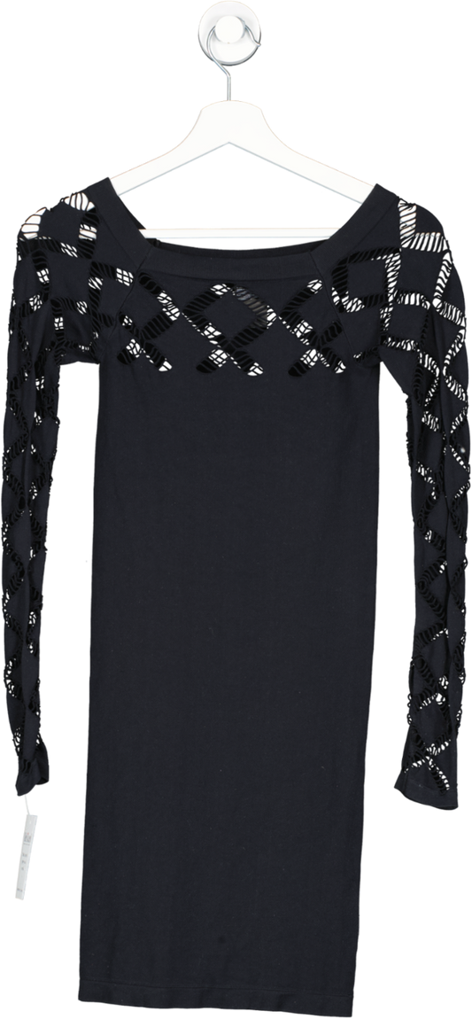 Bebe Black Cut Out Long Sleeve Mini Dress UK XS