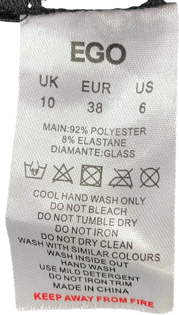 Ego Black Diamanté Butterfly Front Halter Neck Top UK 10