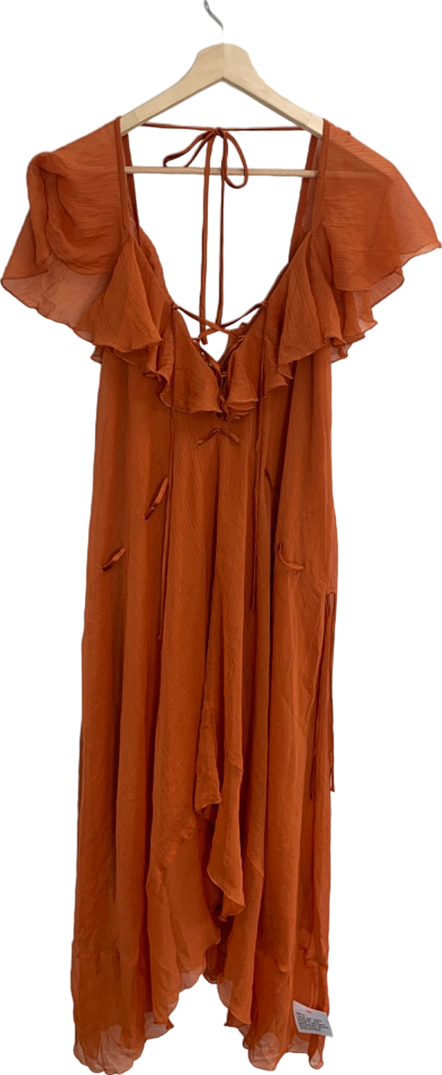 ASOS Design Rust Ruffle Trim Maxi Dress UK 10
