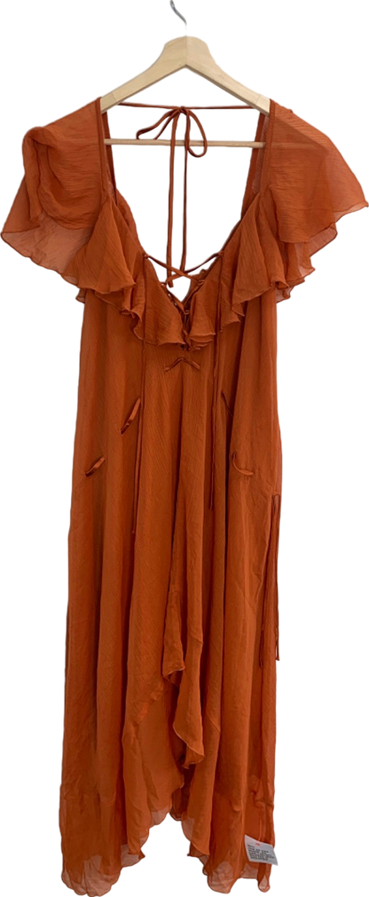 ASOS Design Rust Ruffle Trim Maxi Dress UK 10