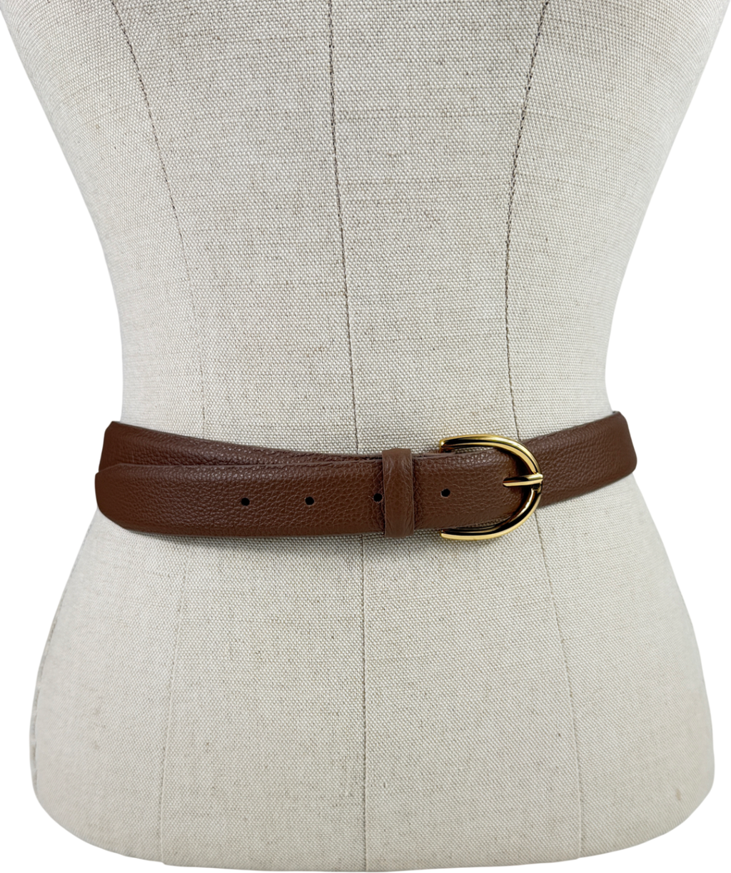 Varley Brown Lenai Leather Belt Colour: Praline UK XXS-XS