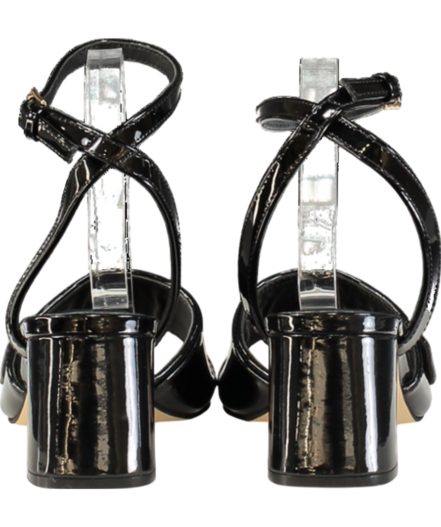 Guess Black Patent Logo Block Heel Sandals UK 5 EU 38 👠