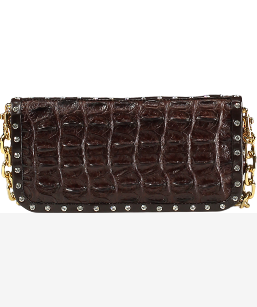 Korokum Brown Spica Genuine Crocodile Leather Wallet One Size