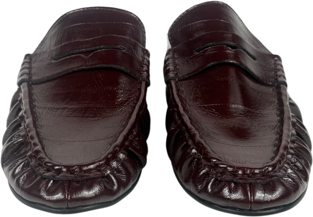 STEVE MADDEN Red Ruched Mule Loafers In Burgundy UK 6 EU 39