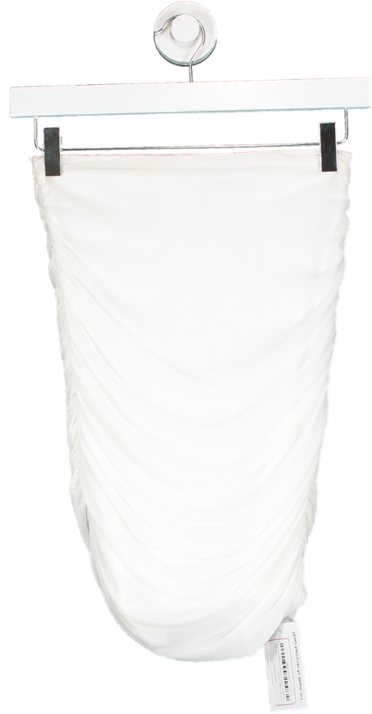 Oh Polly White Ruched Midi Skirt UK 10
