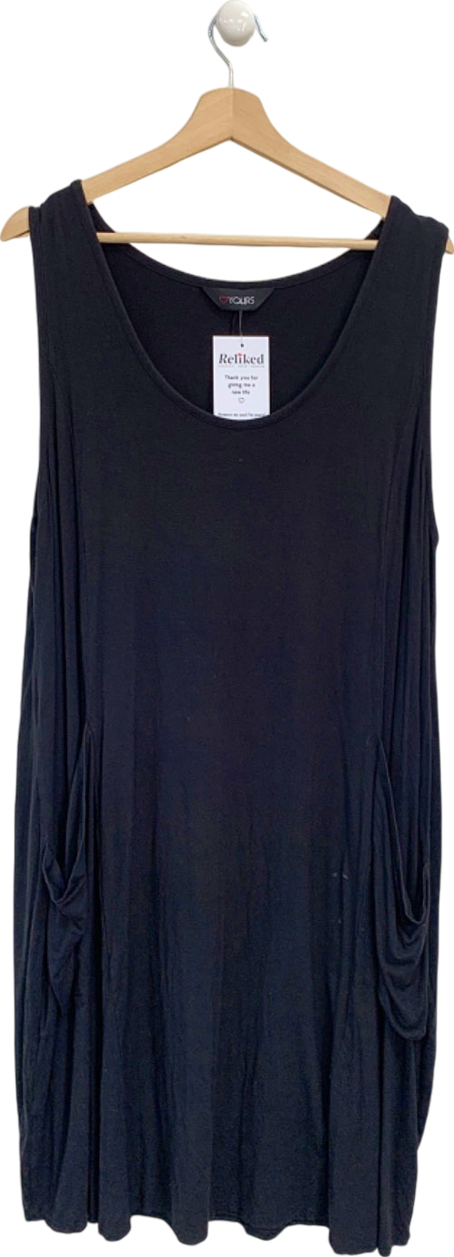 Yours Black Sleeveless Tunic Dress with Pockets UK 26-28