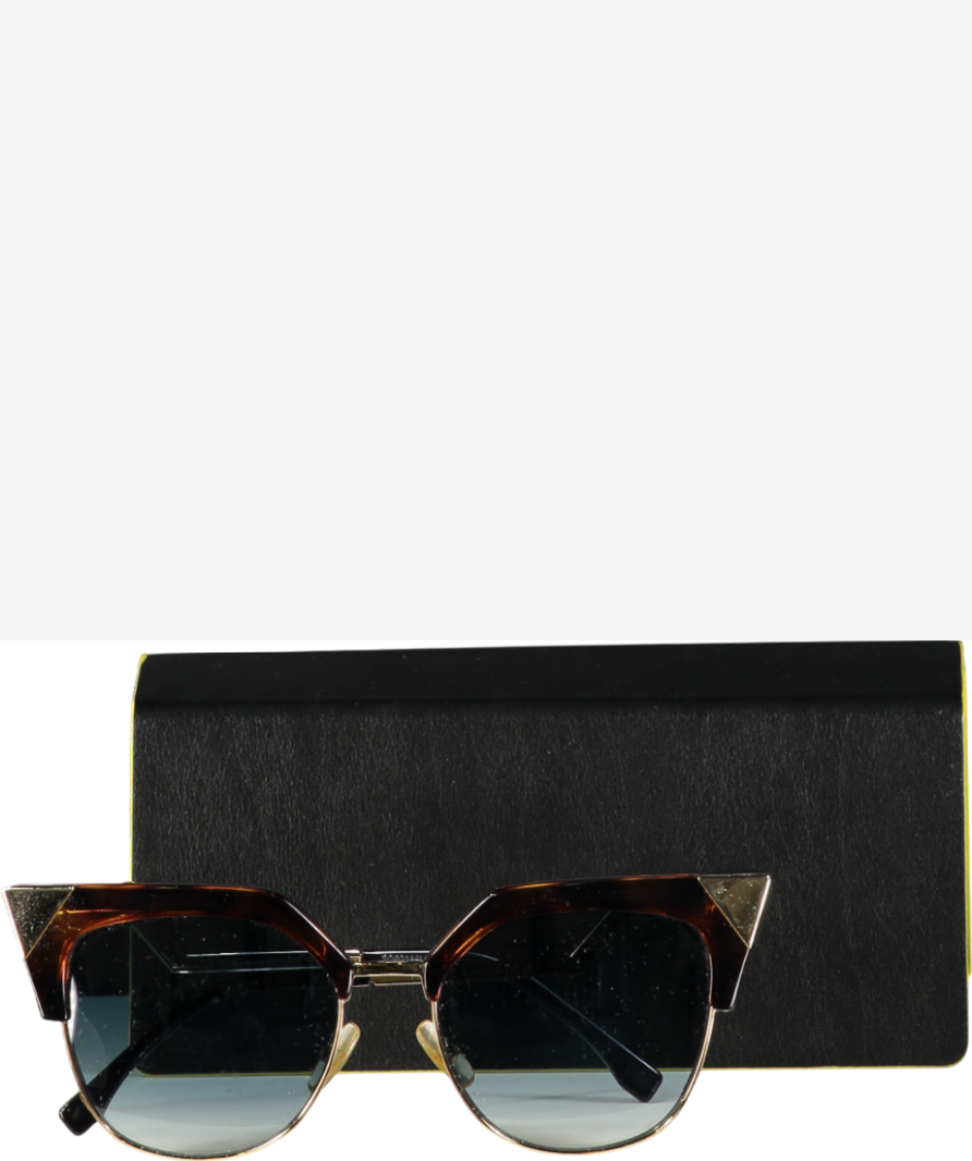 Fendi Brown Iridia Sunglasses - Ff 0149/s Cat Eye Havana Gold Tortoise Gradient Lens In Case One Size