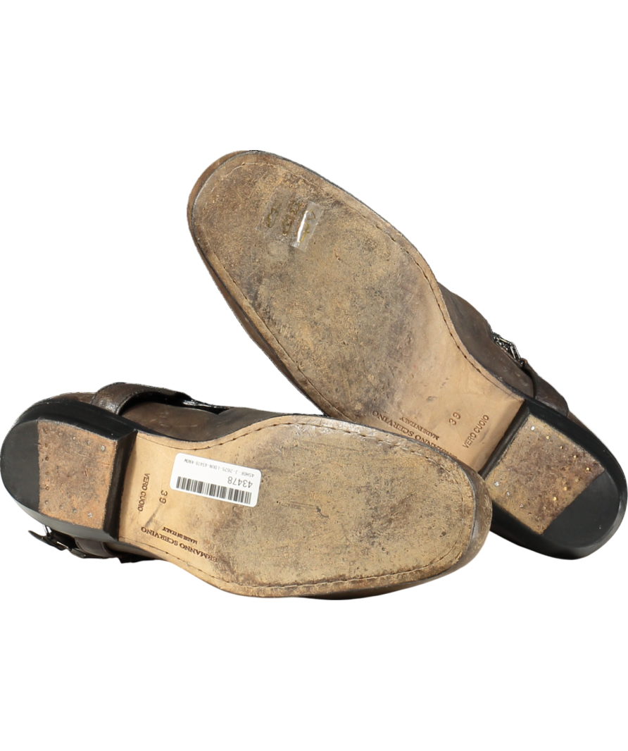 Ermano Scervino Brown Distressed Leather Western Style Ankle Boots UK 6 EU 39 👠