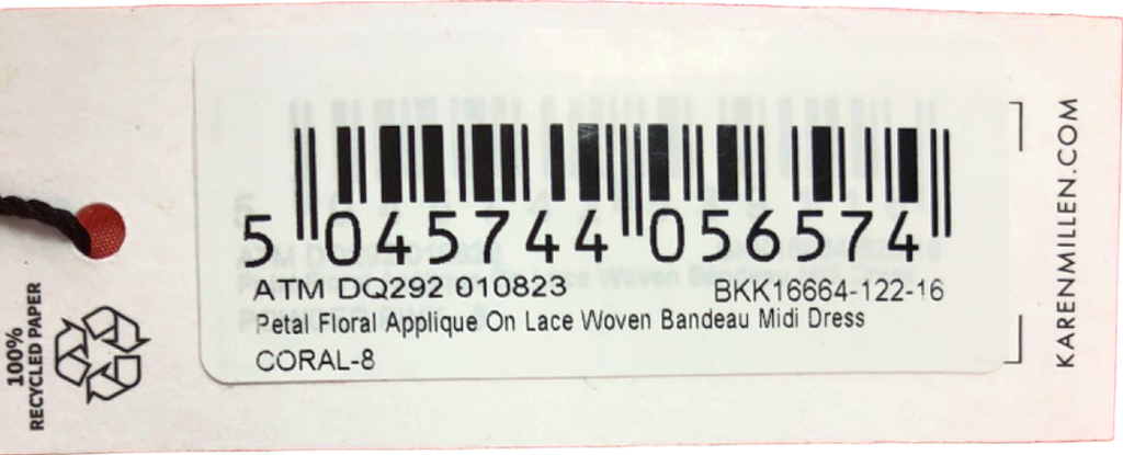 Karen Millen Coral Petal Floral Applique On Lace Woven Bandeau Midi Dress UK 8