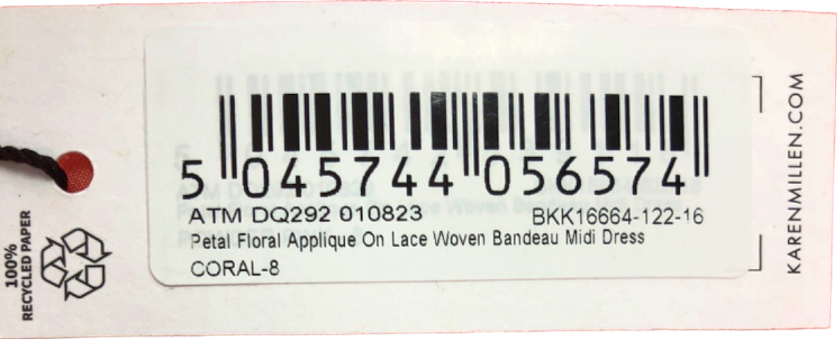 Karen Millen Coral Petal Floral Applique On Lace Woven Bandeau Midi Dress UK 8