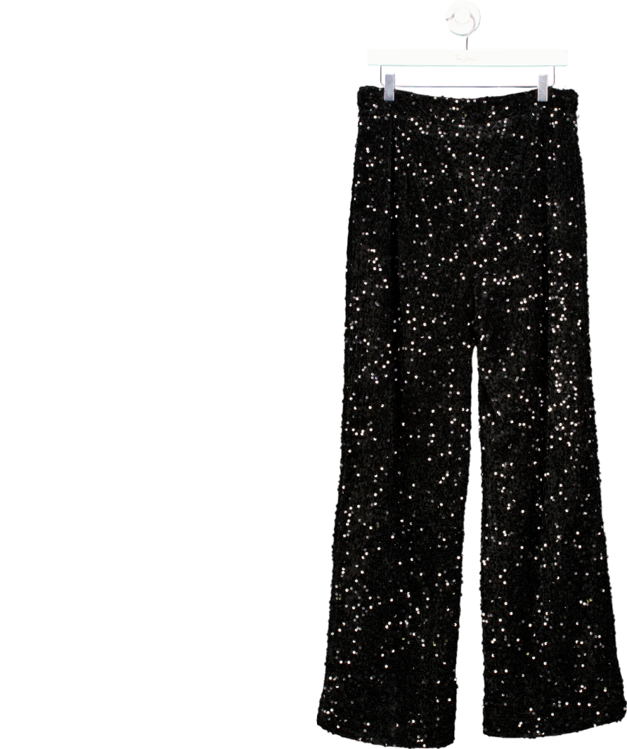 Noughts & Kisses Black Chiara Sequin Trousers UK L
