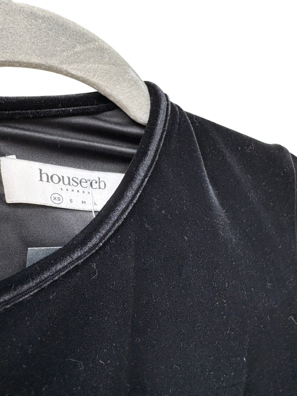 House of CB Black Velvet Feather Trim Mini Dress UK XS