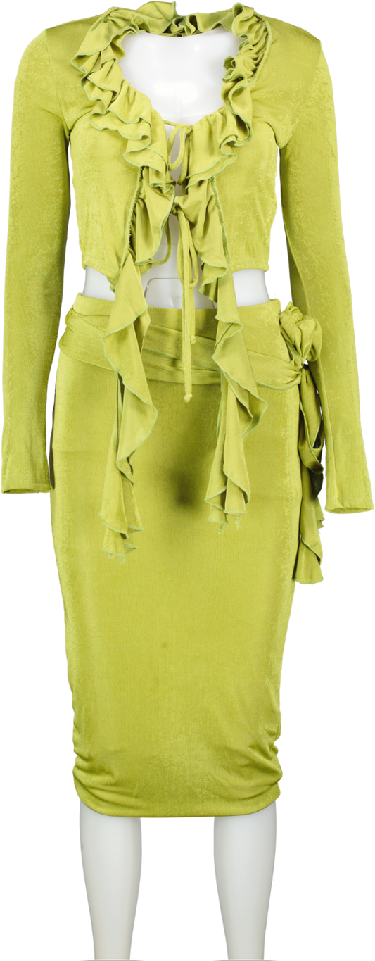 Fashion Nova Green Sweet As Can Be Skirt Set UK S