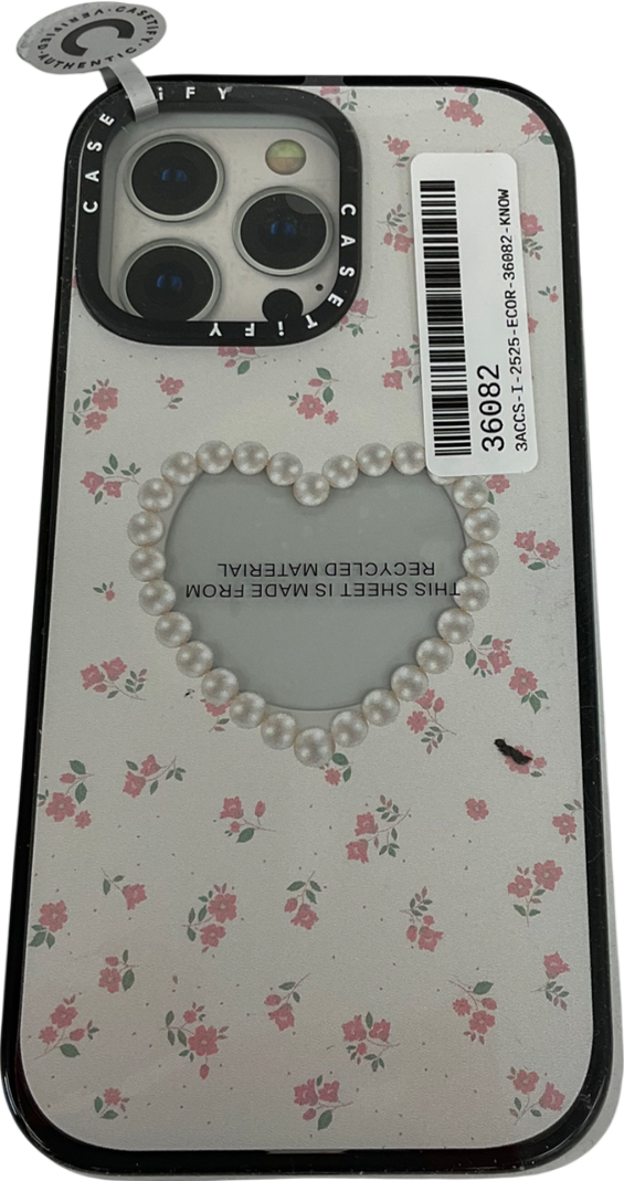 casetify White Pearly Heart Mirror Case Iphone 14 Pro Max