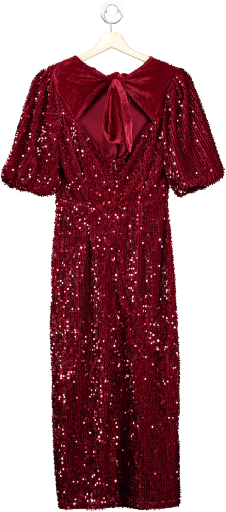 Love & Roses Red Sequin Empire Midi Dress UK 8